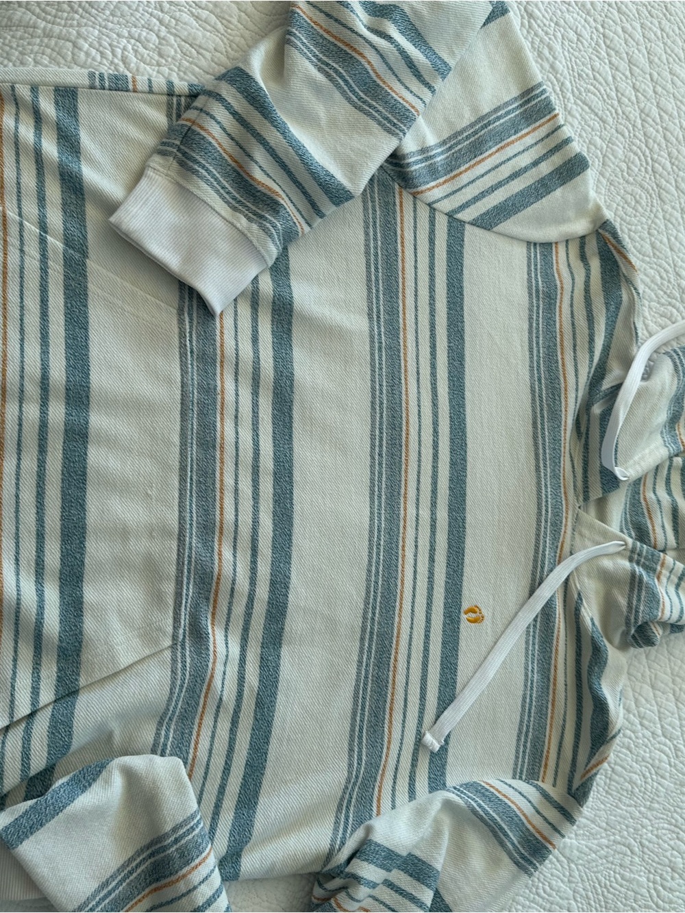 Hang Ten Cream, Blue & Tan Striped Men’s Sweater Hoodie